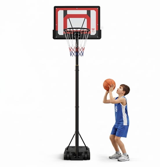 Portable Adjustable Basketball Hoop for Kids & Youth – 33 Inch Backboard – 5.25-7FT Height – Sturdy Base – Indoor/Outdoor Use – Backyard, Driveway, Court – Extension Height: 1.6m to 2.1m