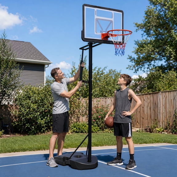 Portable Adjustable Basketball Hoop for Youth Adults & Kids 6.8910.01 FT Height Basketball Goal 34 Inch ImpactResistant Backboard with Water/Sand Base & Wheels for Backyard Driveway
