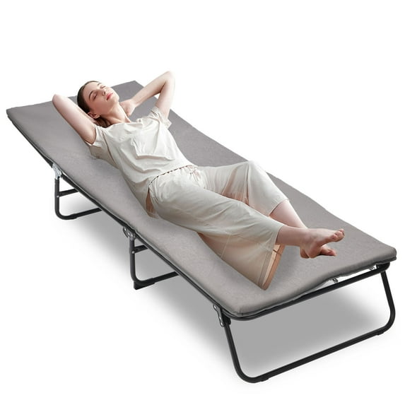 Portable Adjustable Camping Cot for Adults, 5-Angle Heavy Duty Outdoor Bed with Carry Bag, Oxford Travel Cot,
Grey