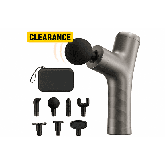 YDLW Massage Gun, Gray, 7 Massage Heads, Deep Tissue Percussion with Heat, 4 Speed Settings, Compact & Portable Design