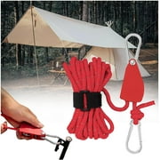Portable Adjustable Fix Camping Rope,4/5M Windproof Rope for Adjusting The Pulley,Tent High Strength Fast Release Pulley Camping Rope for Tent Tarp,Canopy Shelter,Climbing (4mm*4m, Red)