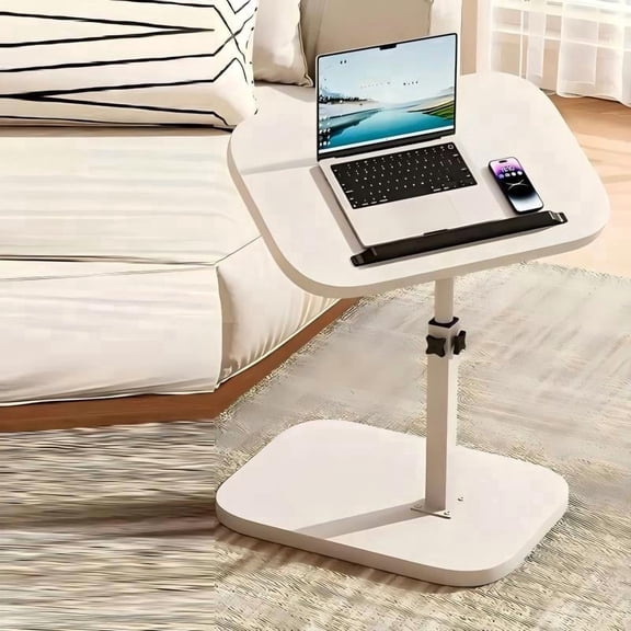 Portable Adjustable Folding Laptop Desk for Home Office, Coffee Table & Bedside Sofa Use, Sturdy Metal Frame, Space Saving, Easy to Move(white)