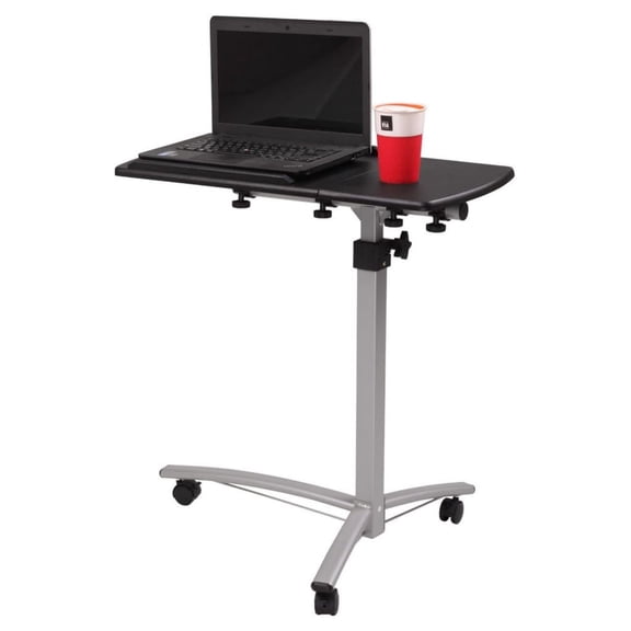 Portable Adjustable Height Rolling Standing Desk - Multifunctional Laptop Table for Home, Office, Bedside, Hospital Use (Black, 25.19")