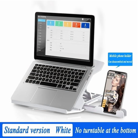 Portable Adjustable Laptop Stand - ABS Material, Height-Adjustable, Cooling Function, Rotatable Base for 13-15 Inch Laptops, Office Desk Accessory