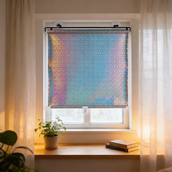Portable Adjustable Roller Shade No Drill Suction Cup Window Blind, Room Darkening Sunscreen Light Blocking Expandable Roller Shade for Bedroom Living Room Home Office Car Windshield