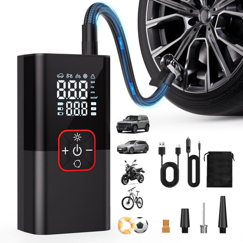 OLGEO Cordless Tire Inflator Air Compressor, 180 PSI Rechargeable Portable Air Pump with Auto Shutoff & LED Light, Tire Pump for Cars, Bikes, Motorcycles & Balls