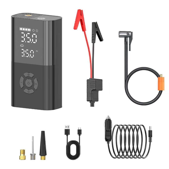 Portable Air Compressor, Electric Tire Inflator 8000mAh Battery Jump Starter for Car Bike Motorcycle Sports Balls Emergency