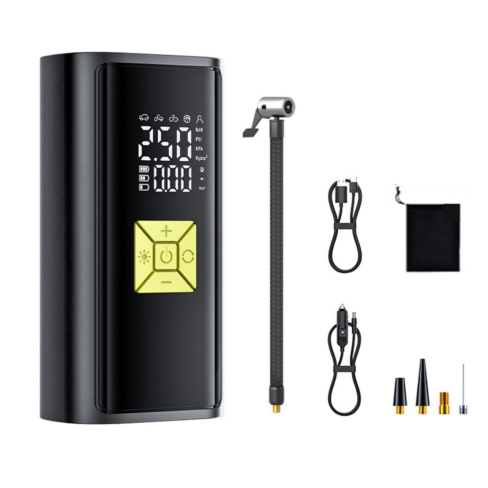 Portable Air Compressor Mini 4000mAh Digital Display Inflator with LED ...