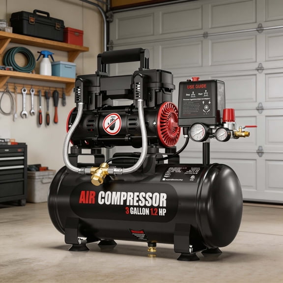Portable Air Compressor with 3 Gallon Steel Tank 1.2 HP 2.2 CFM @ 116 PSI