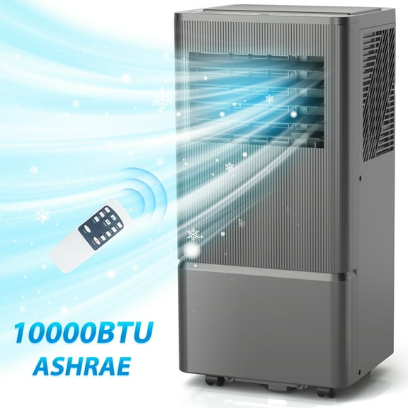 Portable Air Conditioner 10,000 BTU (ASHRAE) for Room Up to 450 Sq.Ft - 3-in-1 AC, Dehumidifier & Fan - Remote, 24H Timer, Window Kit - Home & Office