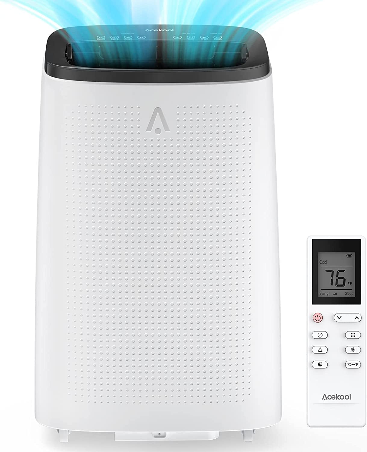 White and Dark Gray 14,000 BTU Portable Air Conditioner with Remote