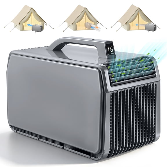 YEAHIBABY Camping Ac Unit 5500Btu Cooling 600W Heating Quiet Operation Grey ABS Copper Easy Control