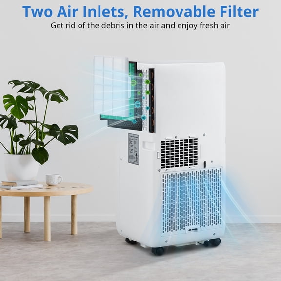 Portable Air Conditioner 8000 BTU, 3-in-1 AC Unit with Cooling, Fan & Dehumidifier, Quiet Operation, LED Display, Remote Control, 24H Timer for Rooms up to 350 Sq.Ft.