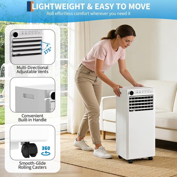 Portable Air Conditioner 8000 BTU – 3-in-1 AC Unit, Remote Control, Dehumidifier & Fan, Cools 560 Sq.Ft