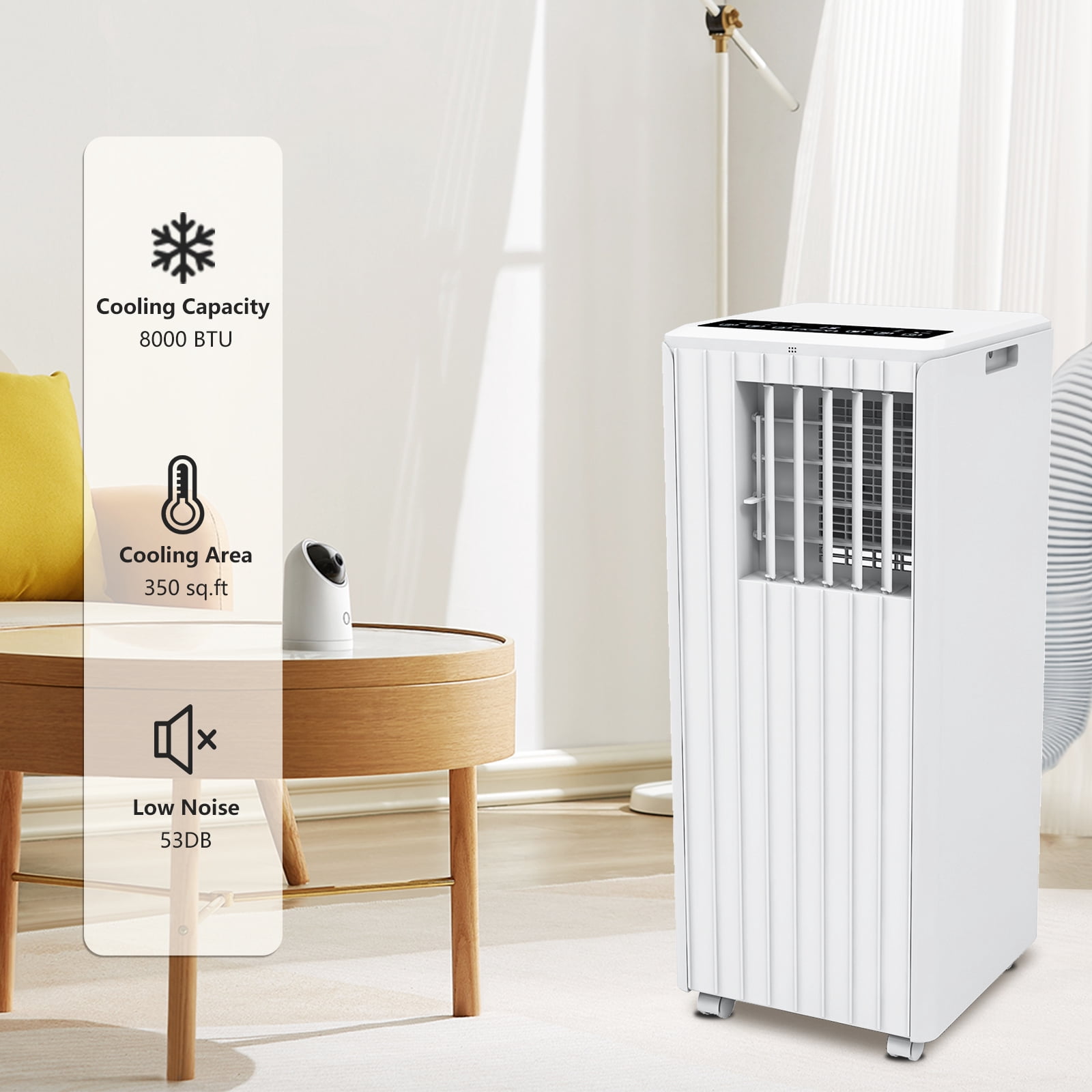 Portable Air Conditioner 8000 BTU, 3-in-1 Compact AC Unit with Cooling, Dehumidifier & Fan, Quiet Operation with 24H Timer, Remote Control & Window Kit for Rooms up to 350 Sq.Ft.