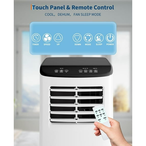Portable Air Conditioner, 8000 BTU 3-in-1 Unit with Fan Mode, Remote & Ventless Design, Portable Room Air Conditioner,Black