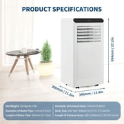 Portable Air Conditioner, 8000 BTU for Rooms Up to 350 Sq. Ft. 4 Modes with Remote Control Quiet AC, Dehumidifier, Fan Includes Window Installation Kit, 24-Hour Timer,Sleep Mode,Black
