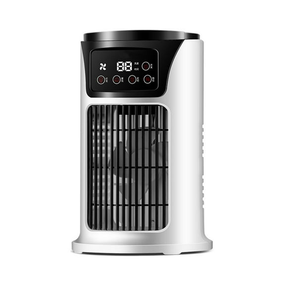 Portable Air Conditioner, Air Cooler with Humidifier, Digital Display, Ambient Light, Timing Function 6-Speed Evaporative Air Cooler, USB Mini Air Conditioner with Cooling Fan for Home Office, White