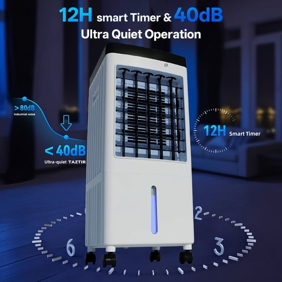 3-in-1 Outdoor Air Cooler, Humidifier & Misting , Quiet Operation, Remote Control, 45 Wide-Angle Oscillation,,All-in-One Portable Cooling System for Patio, Garden, Deck