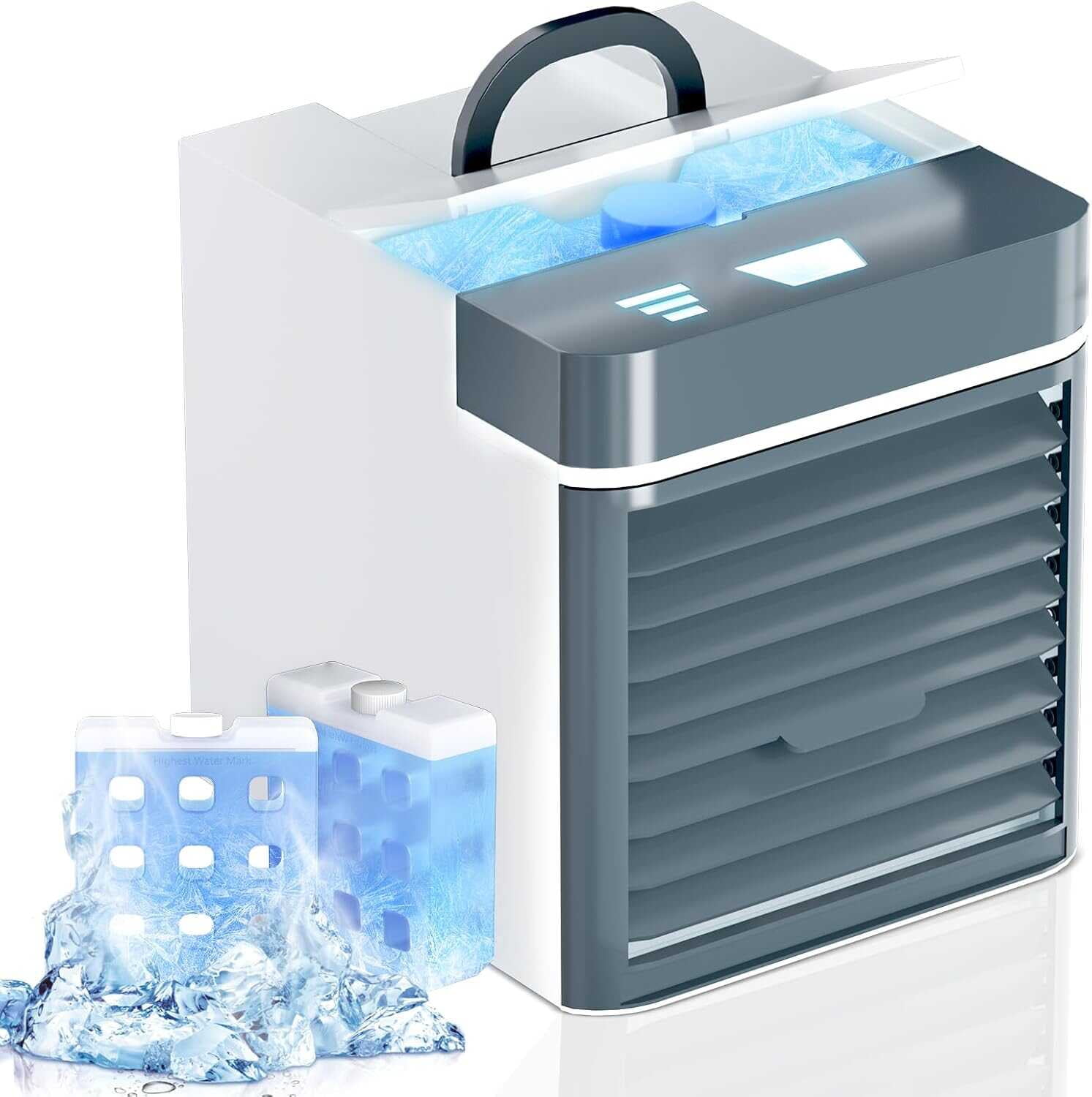 Portable Air Conditioner Fan, 3-Speed Mini Evaporative Water Cooler with Anti-Leak Design, Personal Desktop AC Unit for Home, Office, Bedroom, and Camping Tent
