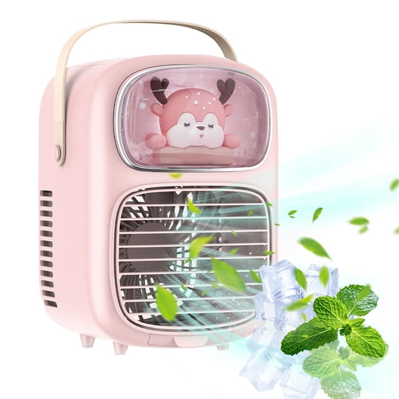 Portable Air Conditioner Fan, Mini Evaporative Air Cooler with a Small Night Light, 4 Wind Speeds and 2 Modes for Your Desk, Nightstand, or Coffee Table