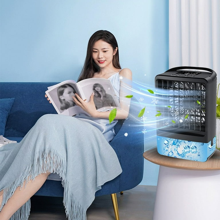 Portable Air Conditioner Fan Personal Mini Air Conditioner Quiet Desk Fan with 3 Speed Mode USB Rechargeable Desktop Humidifier Fan Evaporative