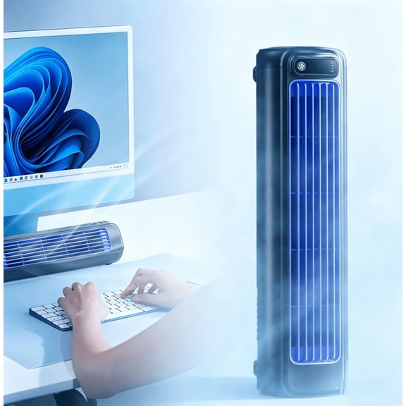 Portable Air Conditioner Fan, Rapid Cooling Tower Fan with 3 Adjustable Speeds & LED Touch Control, USB Rechargeable Personal Cooling Fan for Bedroom, Office & Household Use