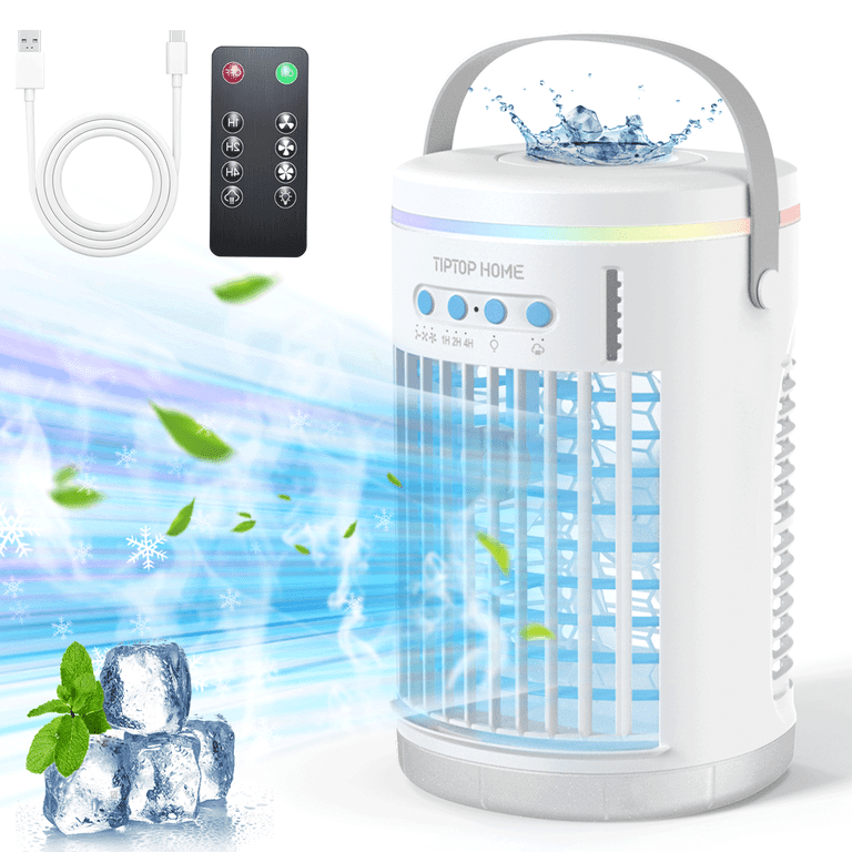 4-IN-1 Portable Air Conditioner Fan, Rechargeable, 3-Speed with