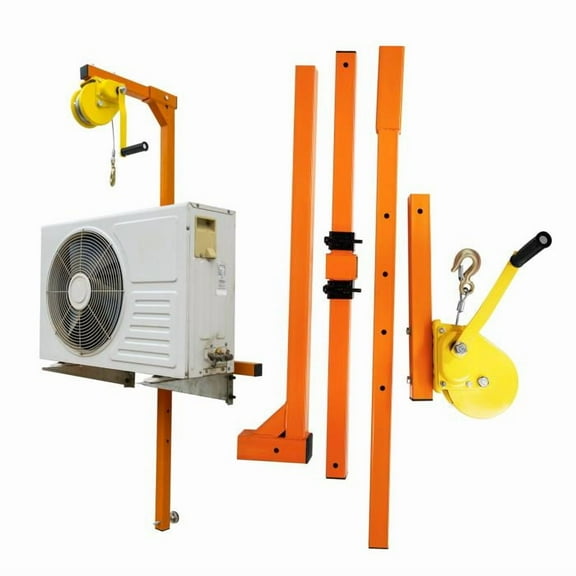 Portable Air Conditioner Hoist, 400LB Capacity Manual Winch, Compact Orange Lift Tool for Contractors, Facility Managers