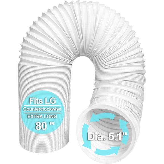 Portable Air Conditioner Hose 5.1 Inch Diameter,Portable AC Hose Exhaust Vent With Anti-Clockwise Thread Length up to 80 Inches