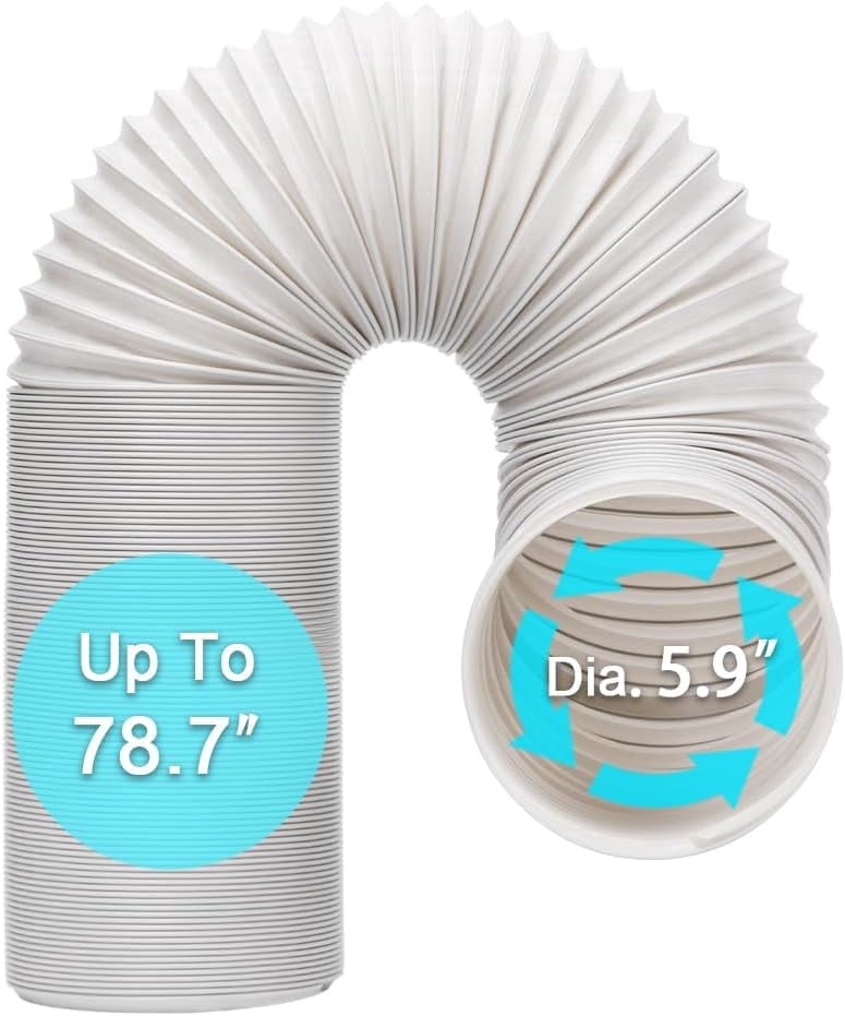 Portable Air Conditioner Hose, Portable Exhaust Vent Hose with 5.9 Inch Diameter, Universal Replacement AC Vent Hose Length up to 78.7"