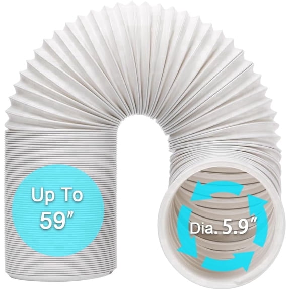Portable Air Conditioner Hose, Portable Exhaust Vent Hose with 5.9-inch Diameter, Universal Replacement AC Vent Hose Length up to 59 inches