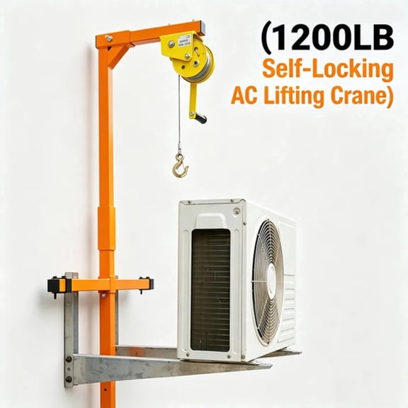 QUHEE 1200 Lbs Heavy Duty Portable Air Conditioner Lifting Hoist, Wall-Mounted Manual Hand Winch with Foldable Frame for HVAC Installation and Outdoor Construction