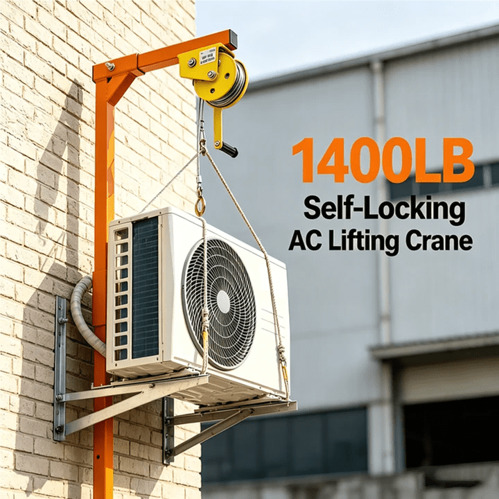 QUHEE 1400 Lbs Air Conditioner Lifting Crane, Wall-Mounted Manual Winch ...
