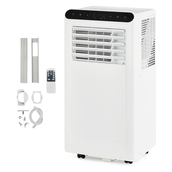 Portable Air Conditioner with Remote Control, 8000 BTU for Rooms Up to 350 Sq. Ft. 3-In-1 Quiet AC, Dehumidifier, and Fan Comes with Window Installation Kit, 24-Hour Timer, and Sleep Mode