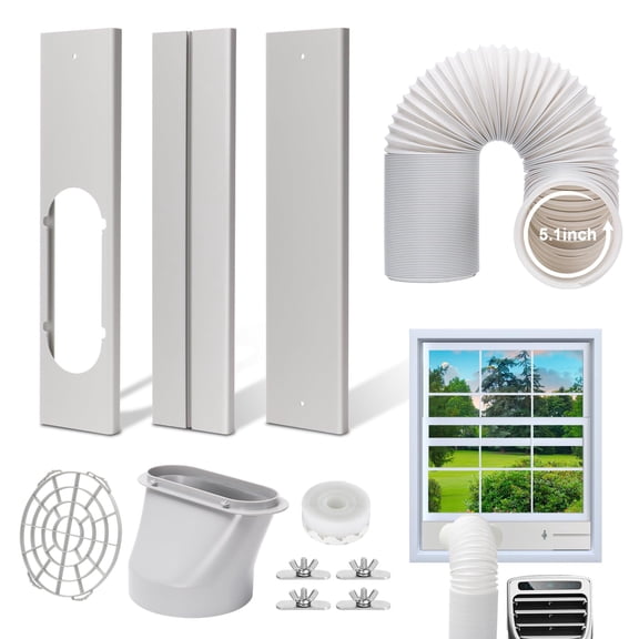 Portable Air Conditioner Window Vent Kit 5.1" Diameter Kit for Sliding Window