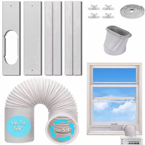Portable Air Conditioner Window Vent Kit – Tight Seal Exhaust Hose Adapter for 5.9'' Diameter, Sliding Window Vent Kit with Durable PVC Plates for Home Office Cooling