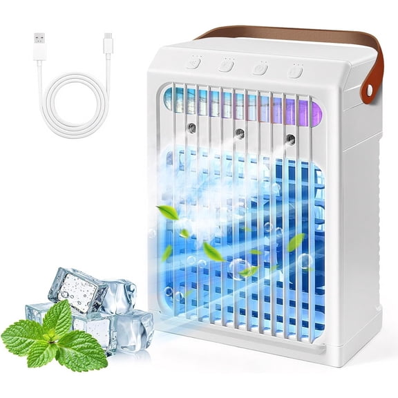 Portable Air Conditioners,1000ML Portable AC Unit,Personal Small Air Conditioner,3 Speed Quiet Evaporative Air Cooler,2/4/6H Timer OFF,7Color Night Light,for Bedroom,Room,Office,Desk,Tent,Indoor.