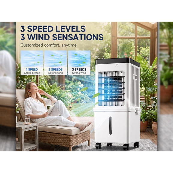Portable Air Conditioners, [2.5 Gal] Fast Cooling Evaporative Air Cooler, 60W Quiet Portable AC Unit w/Remote & Timer, 4-IN-1 Swamp Cooler, Windowless Air Conditioner Fan for Bedroom Dorm Garage