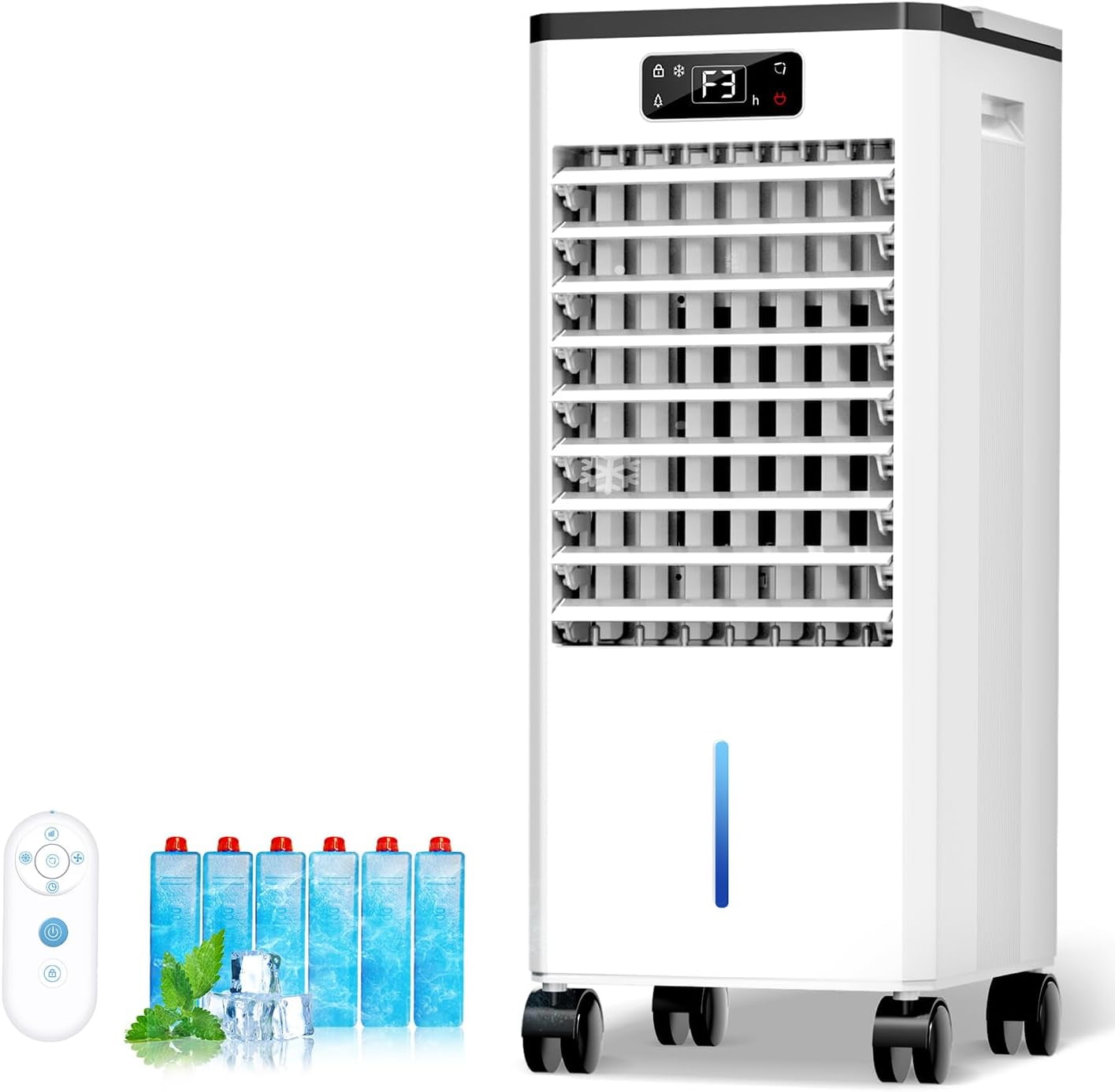 Ventless Portable Air Conditioner & Swamp Cooler - 3-in-1 With Aroma Box, Remote, 3-Gal Tank & Ice Packs