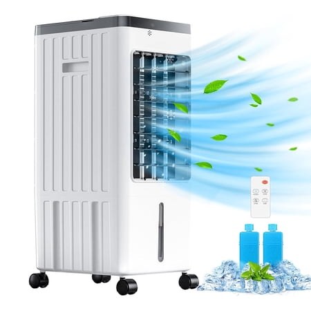 Portable Air Conditioners, 3-in-1 AC Cooling Fan, Evaporative Air Cooler | 3 modes 3-Speed with Remote Control & 2 Ice Boxes, with Large Tank 7H Cooling, for Home, Bedroom, Kitchen