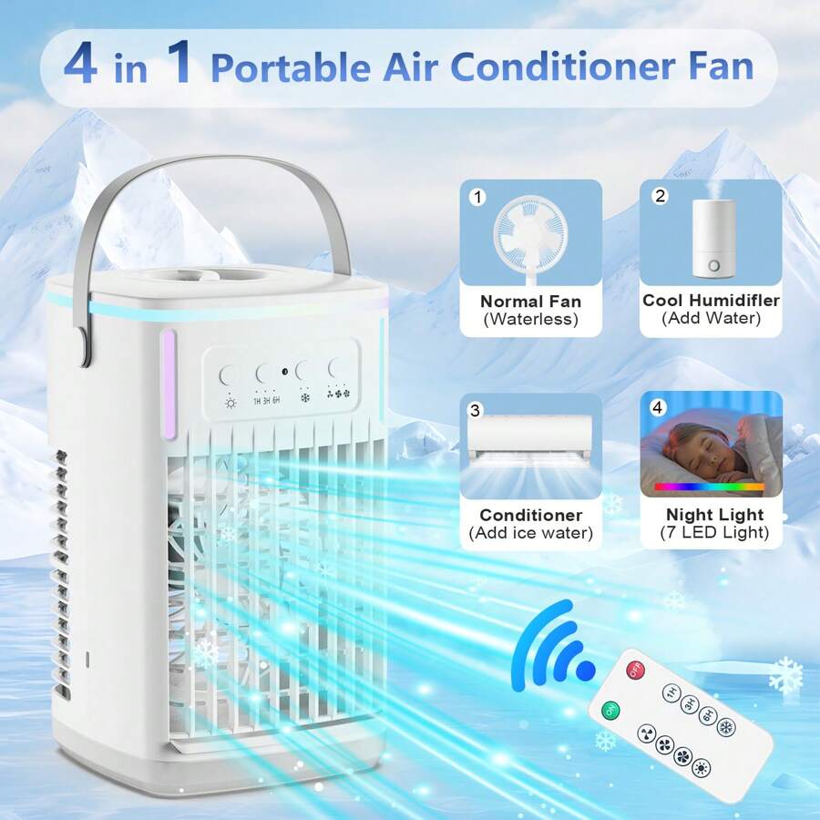 Portable Air Conditioners, 4-In-1 Portable AC Unit, Personal Mini Air ...