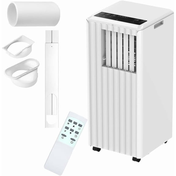 Portable Air Conditioners 8000 BTU, Remote Control AC Unit with 24H Timer, Low Noise & Energy Saving for Rooms Up to 350 Sq.Ft, Dorm, Office, Bedroom, Black & White