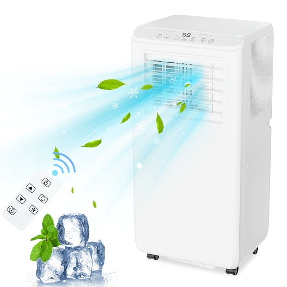 Portable Air Conditioners 8000 BTU, Remote Control AC Unit with 24H Timer, Low Noise & Energy Saving for Rooms Up to 350 Sq.Ft, Dorm, Office, Bedroom, White
