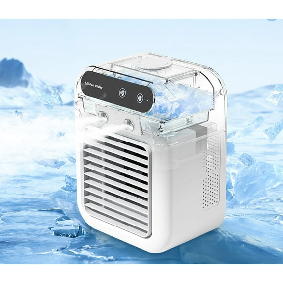 Portable Air Conditioners Cooling Fan, Rechargeable Evaporative Mini Air Cooler, Mini Desktop Cooling Misting Fan, Quiet with 1800mah Battery, 2 Speeds, 500ml Water Tank for Office,Home,Room,Desk,Car