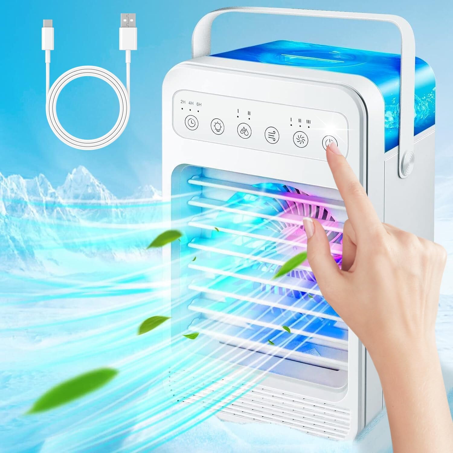 SKYICE Mini Portable Air Conditioners, 4-IN-1 Personal Evaporative Air Cooler With - View #6