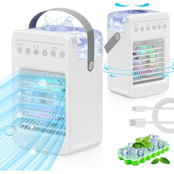 Portable Air Conditioners,Mini Air Conditioners Portable for Room,Oscillating Small Mini AC with Timer,4 Speeds 2 Cool Mist,Small Room Air Conditioners for Desk Office