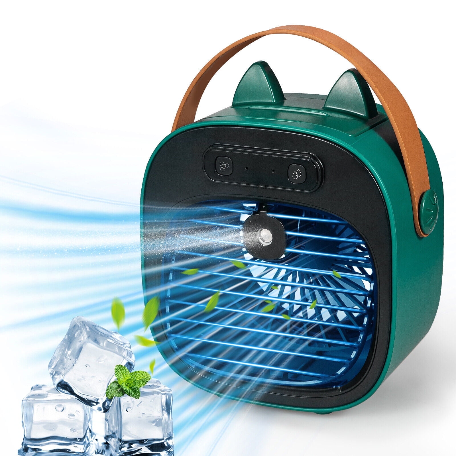 Rechargeable Mini Air Conditioner, Personal Air Cooler, 1 Count, Green