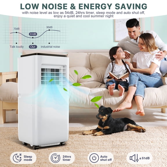 Portable Air Conditioners withControl, 10000 BTU Portable AC Unit Built-in Cool, Dry, Fan Modes, for Room, Dorm, OfficeTimer Function, Cools Room up to 450 Sq. ft, White