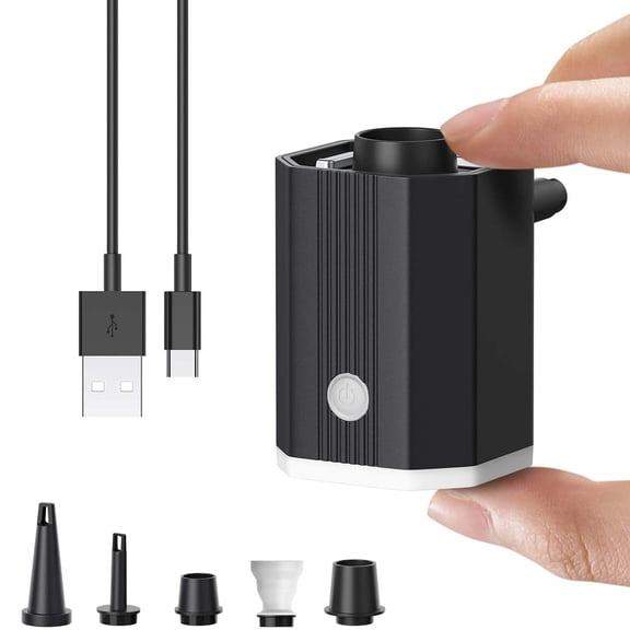 Portable Air Pump, 1600mh Battery Capacity with USB Cable, Rechargeable, for Inflating Pool Floats, Toys, Outdoor Air Beds, Vacuum Storage Bags, and Also Supports Deflation.